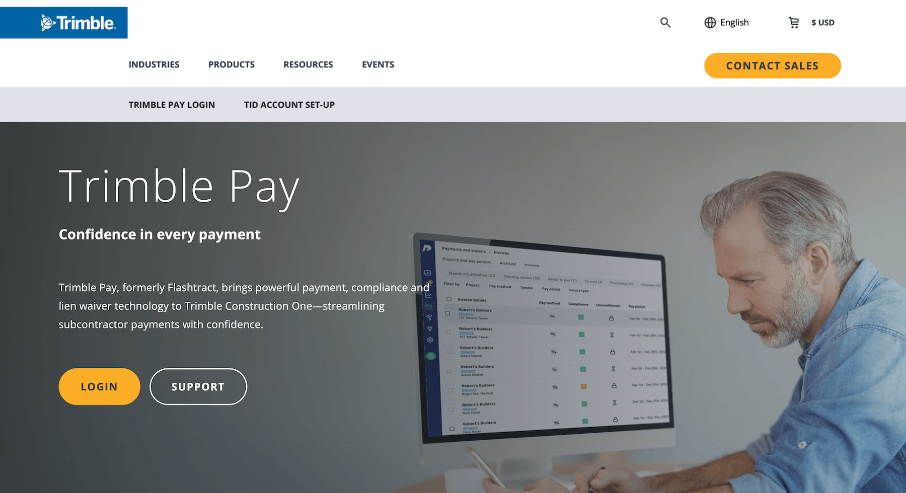 Trimble Pay landing page: Confidence in every payment