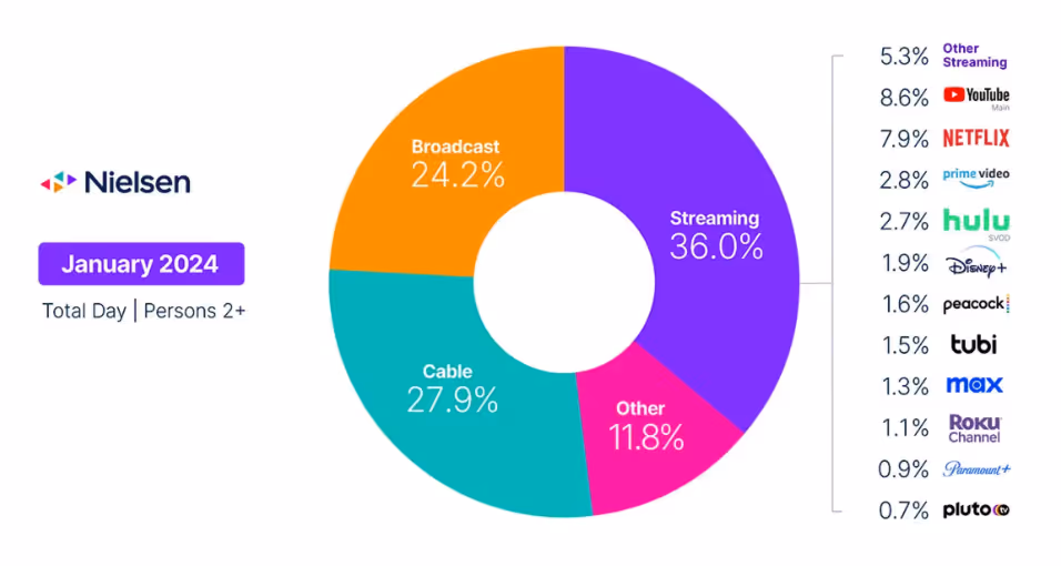 A statistical chart of different streaming platforms