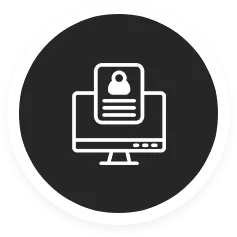 Icon of a computer monitor displaying a user profile document.