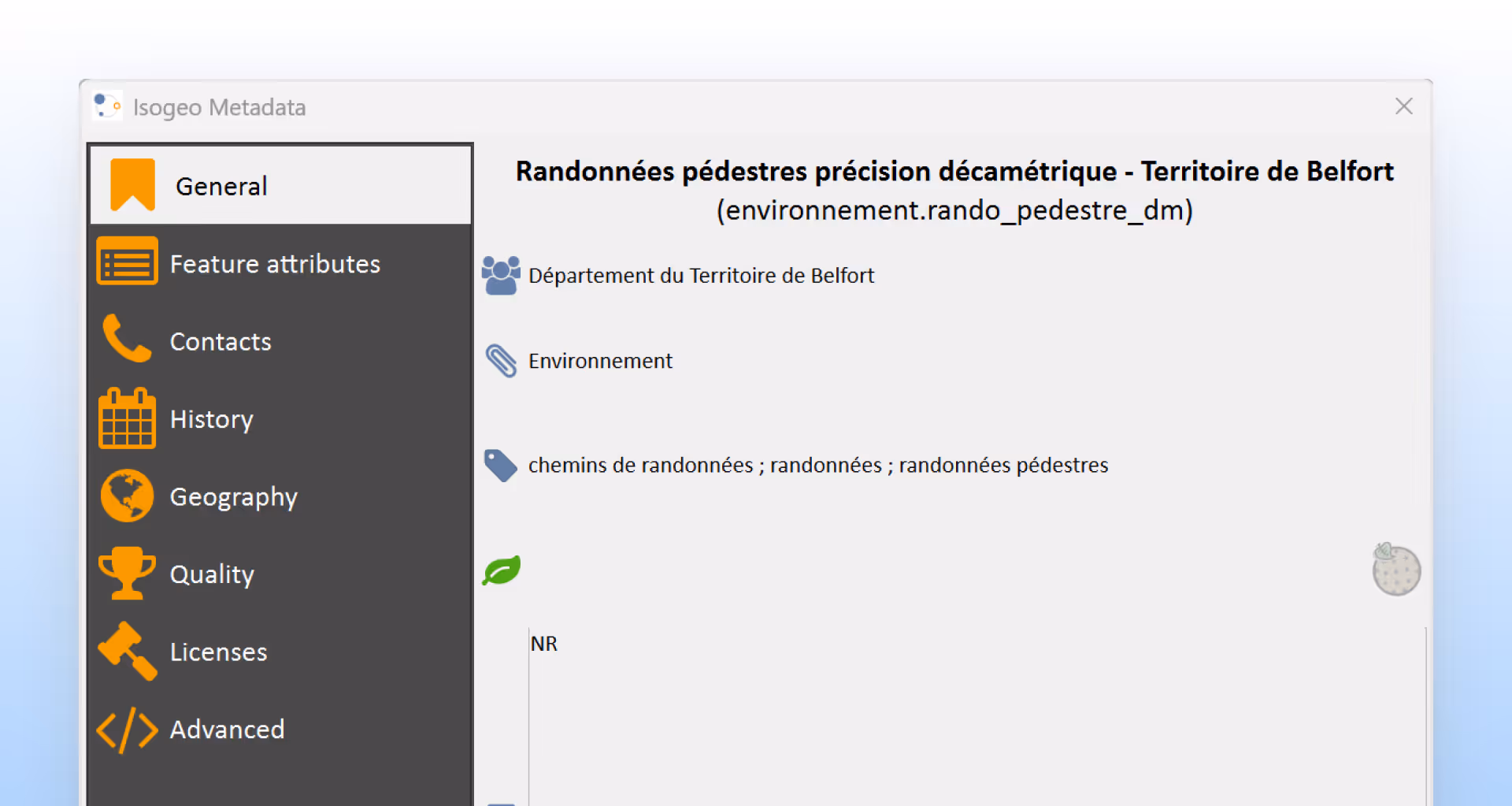 Fiche de métadonnées dans QGIS