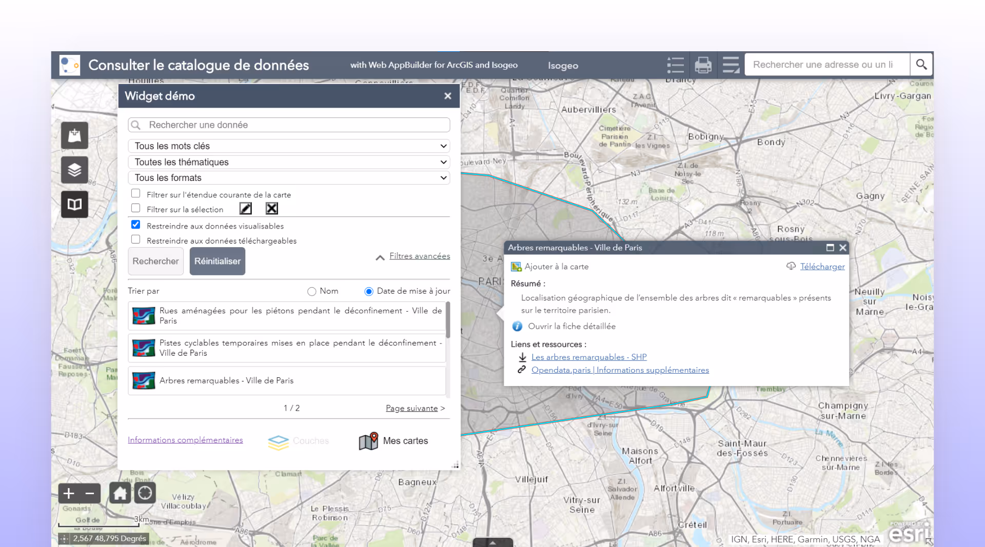 Capture du widget Widget Web AppBuilder