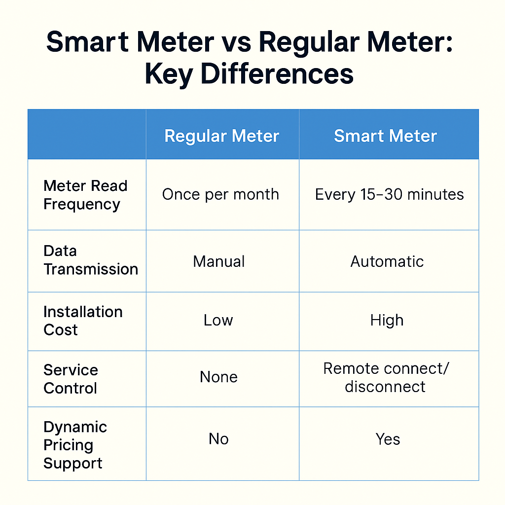 Difference between smart meter and regular meters