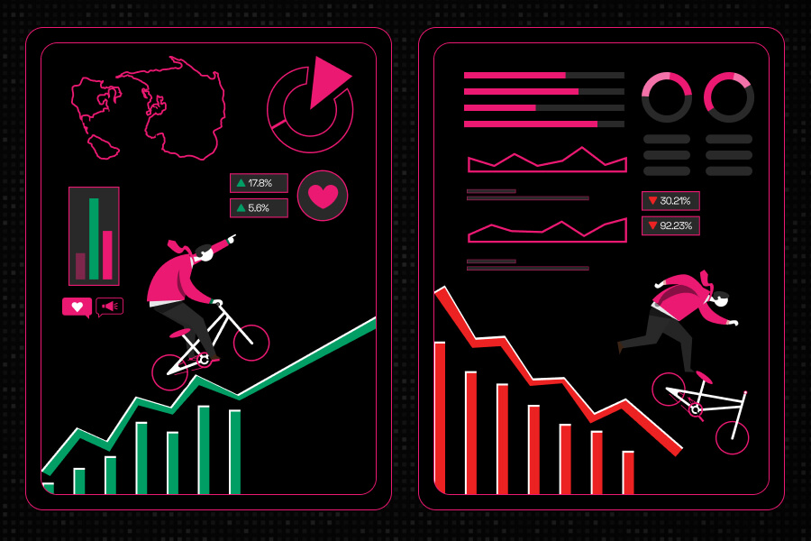 Analytics comparing successful crypto project versus failed project metrics