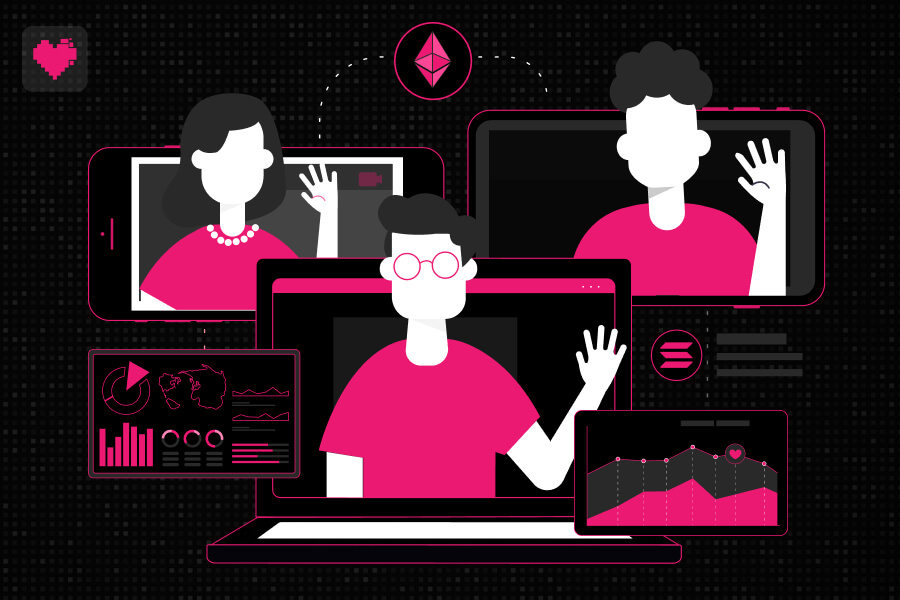 Team working with DeFi founders on protocol growth plan