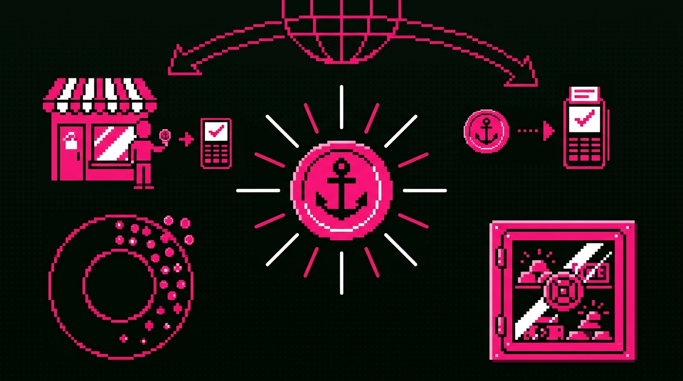 Stablecoin adoption marketing dashboard showing payment token growth metrics