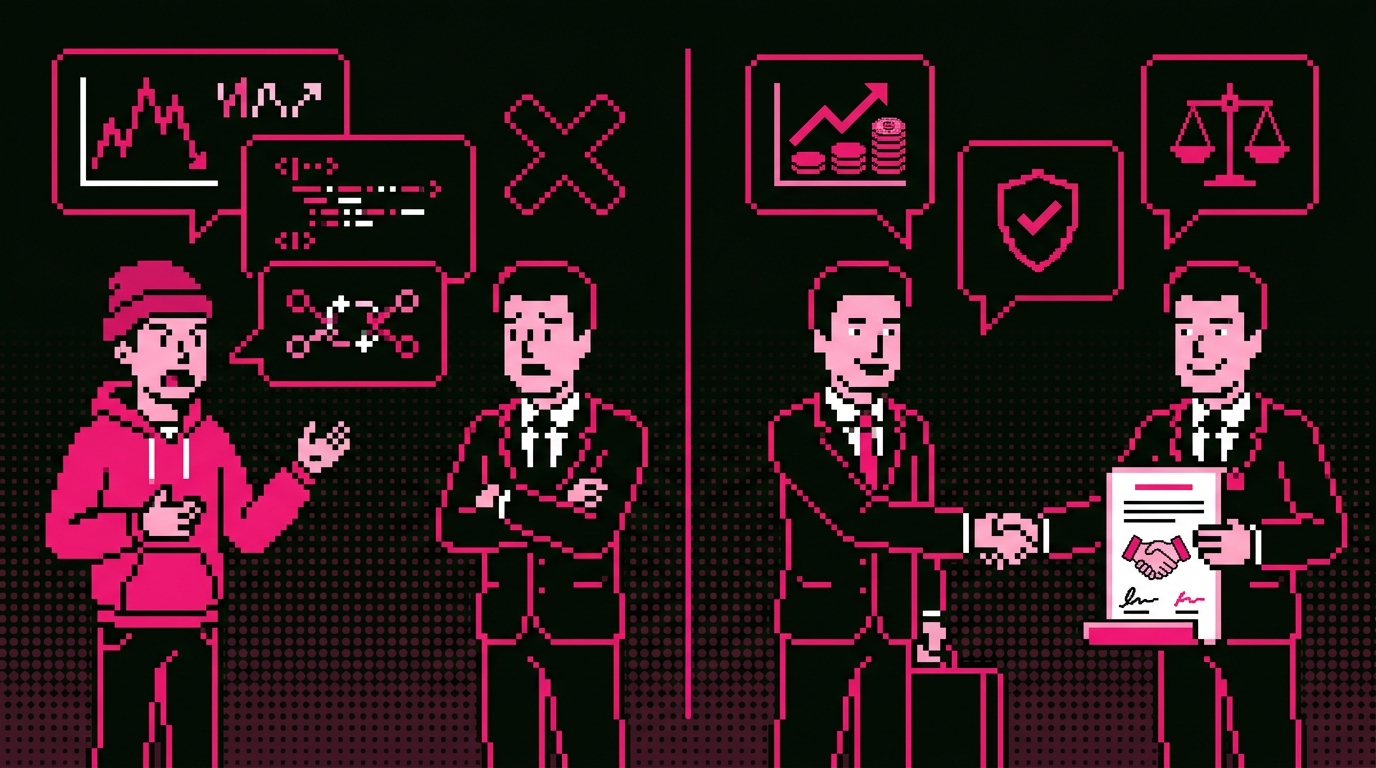 Institutional blockchain marketing comparison showing enterprise crypto companies with and without TradFi marketing strategy