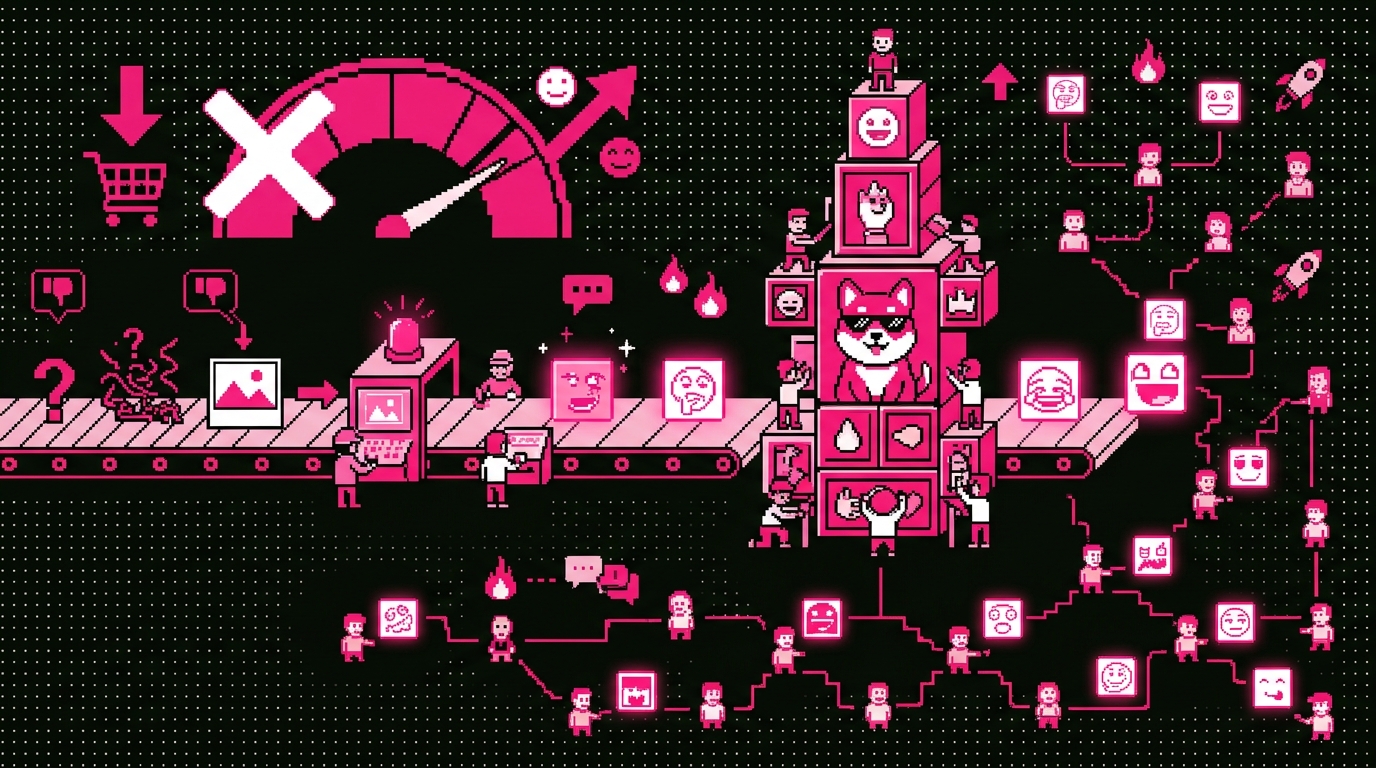 Meme coin marketing results showing viral memecoin growth in holders, trading volume, and social engagement