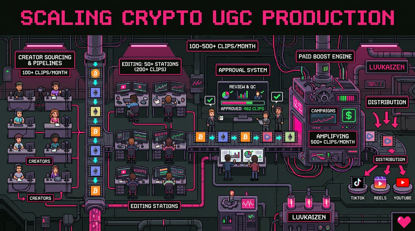 Scaling Crypto UGC Production: From 5 Clips a Month to 500 Without Burning the Team