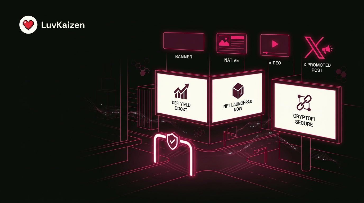 LuvKaizen blockchain advertising hero section image