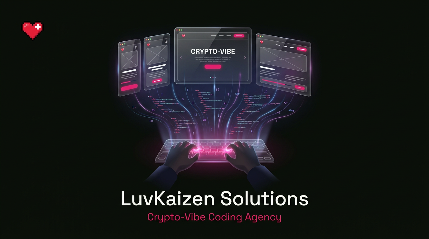 LuvKaizen crypto vibe coding agency hero section image