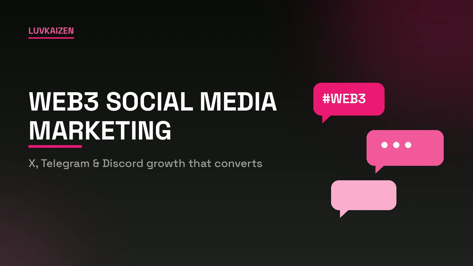 Chat bubble graphic for web3 social media marketing agency