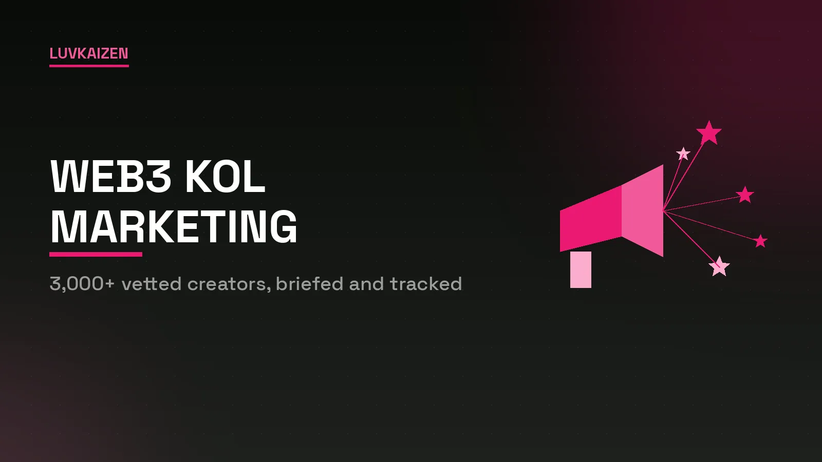 Megaphone and stars graphic for web3 KOL marketing agency