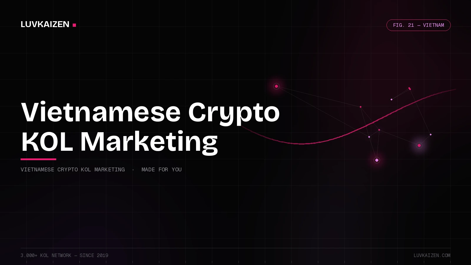vietnamese crypto kol marketing — LuvKaizen branded hero illustration
