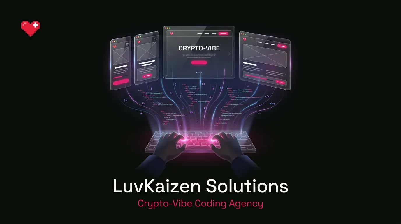 LuvKaizen crypto vibe coding agency hero section image