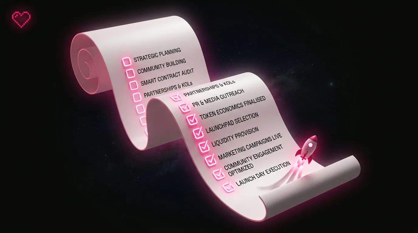 LuvKaizen token launch marketing checklist hero section image