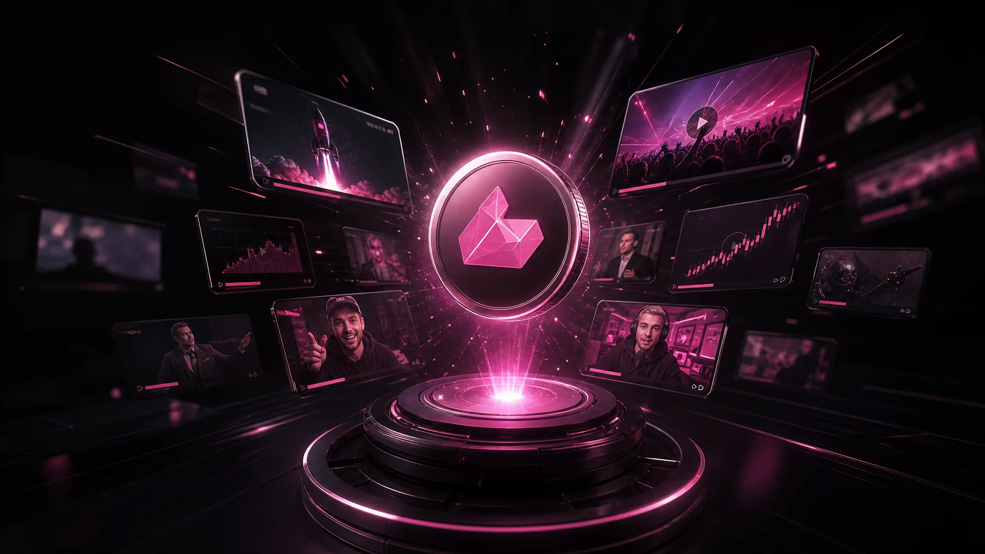 Token launch clipping campaign dashboard showing TGE countdown, clip volume across TikTok Reels and X, and on-chain wallet conversions in real time