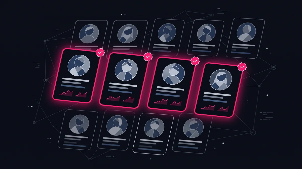 Crypto influencer marketplace showing vetted KOLs by platform, followers and engagement