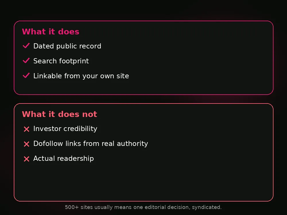 What cheap crypto press release distribution delivers versus what it does not