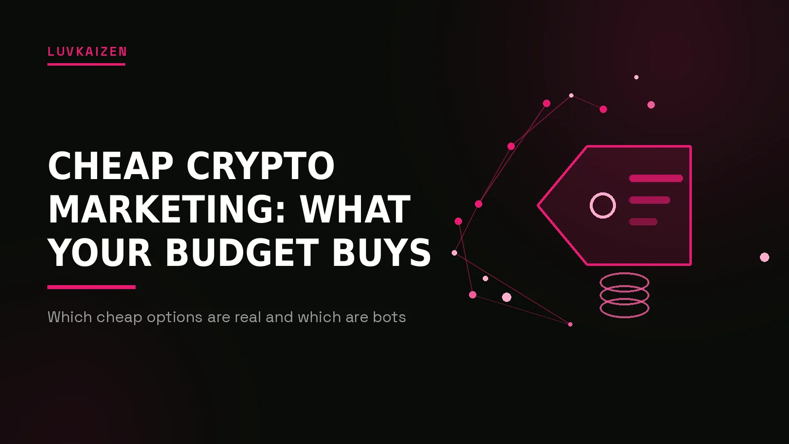 cheap crypto marketing agency: LuvKaizen branded hero illustration
