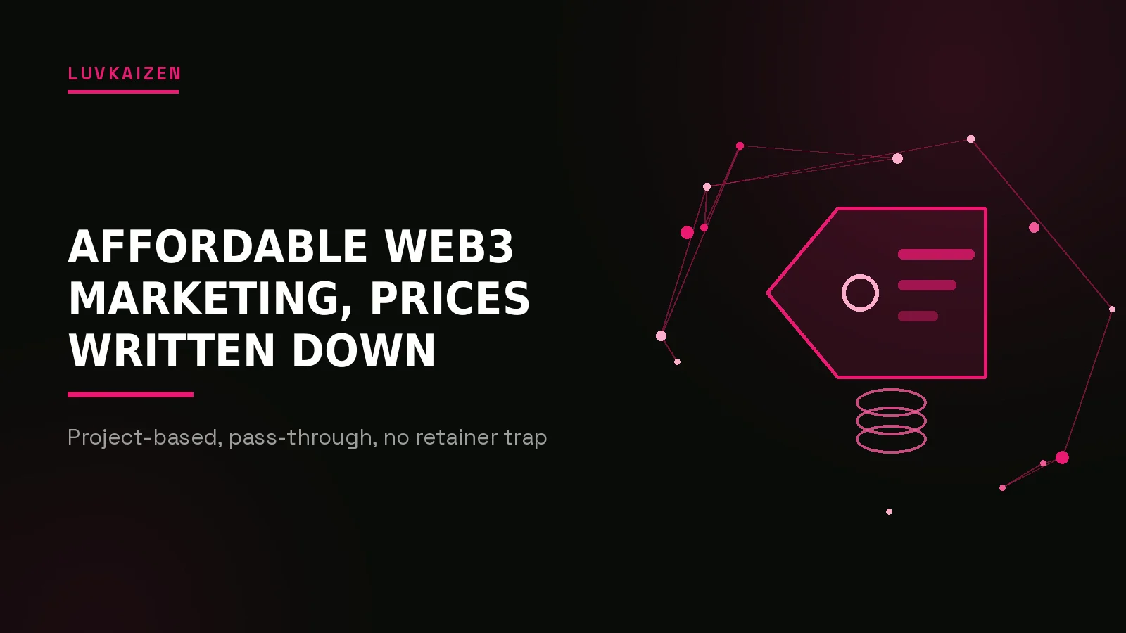 affordable web3 marketing agency: LuvKaizen branded hero illustration