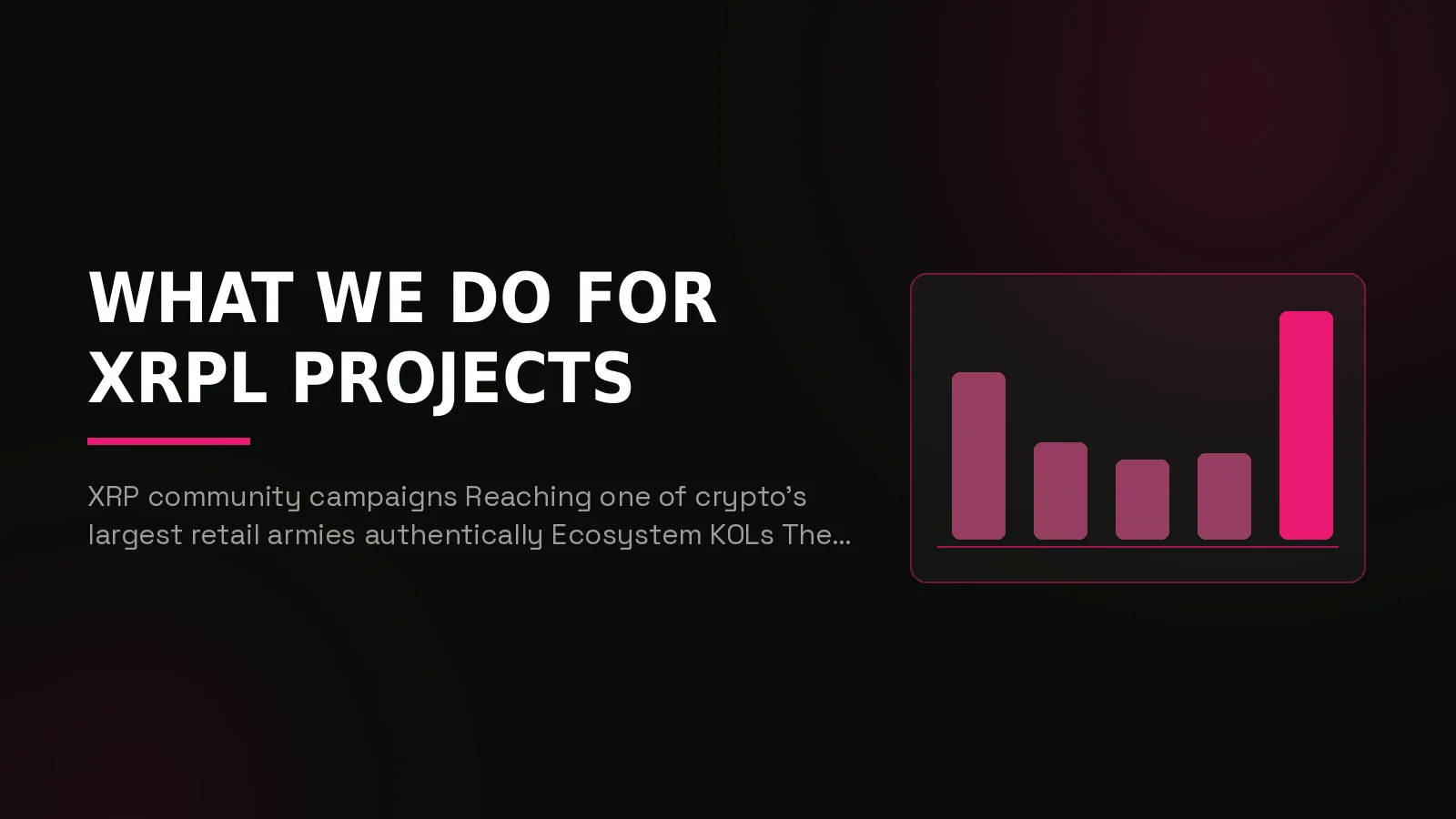 xrpl marketing agency: why-us stat panel illustration