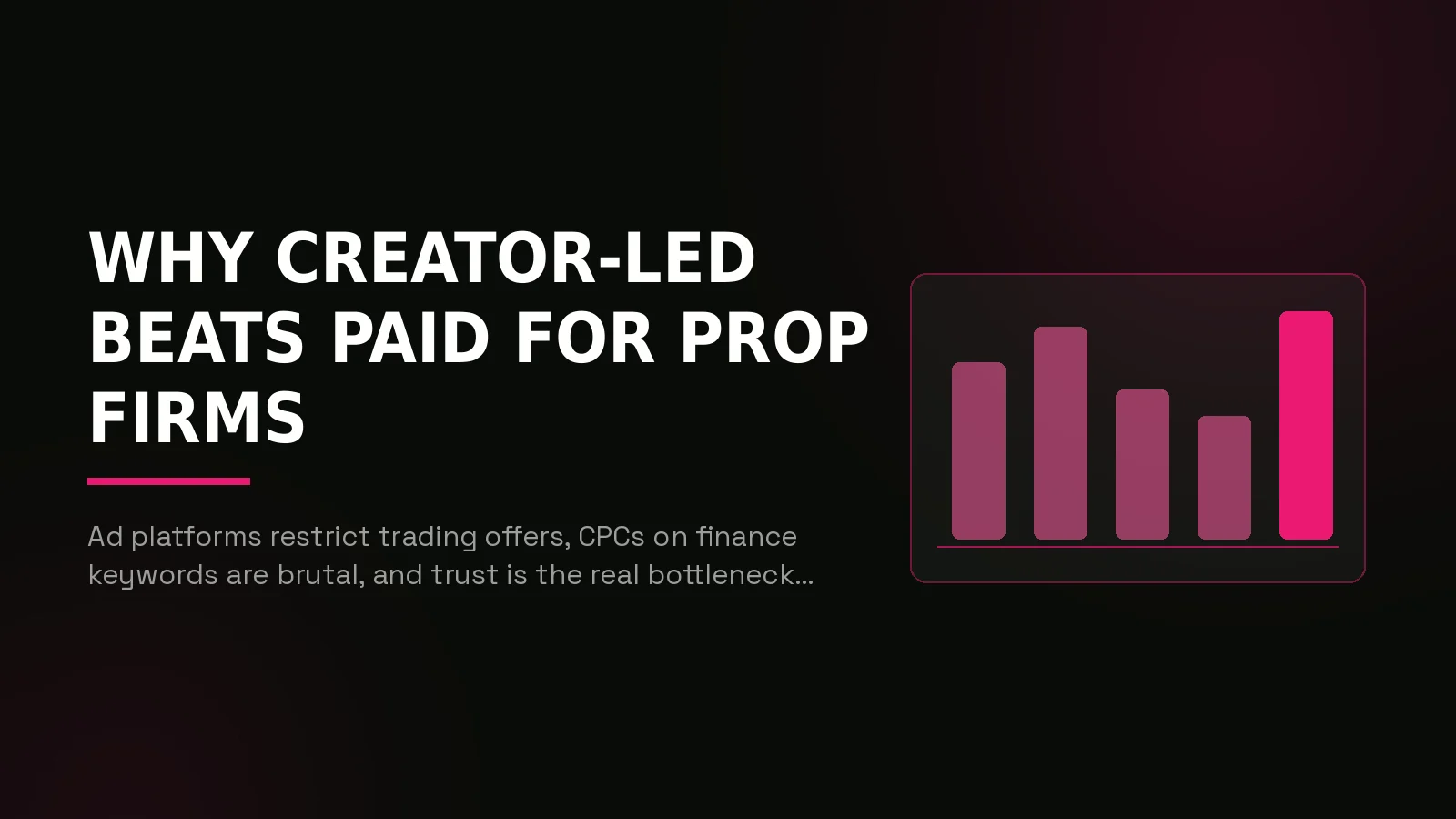 prop firm marketing agency: why-us stat panel illustration