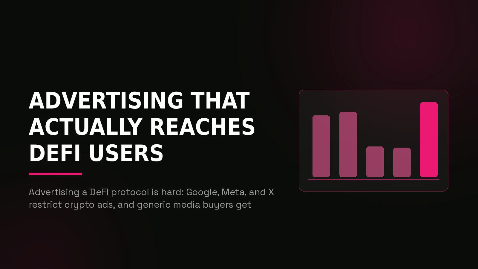 defi advertising agency: why-us stat panel illustration