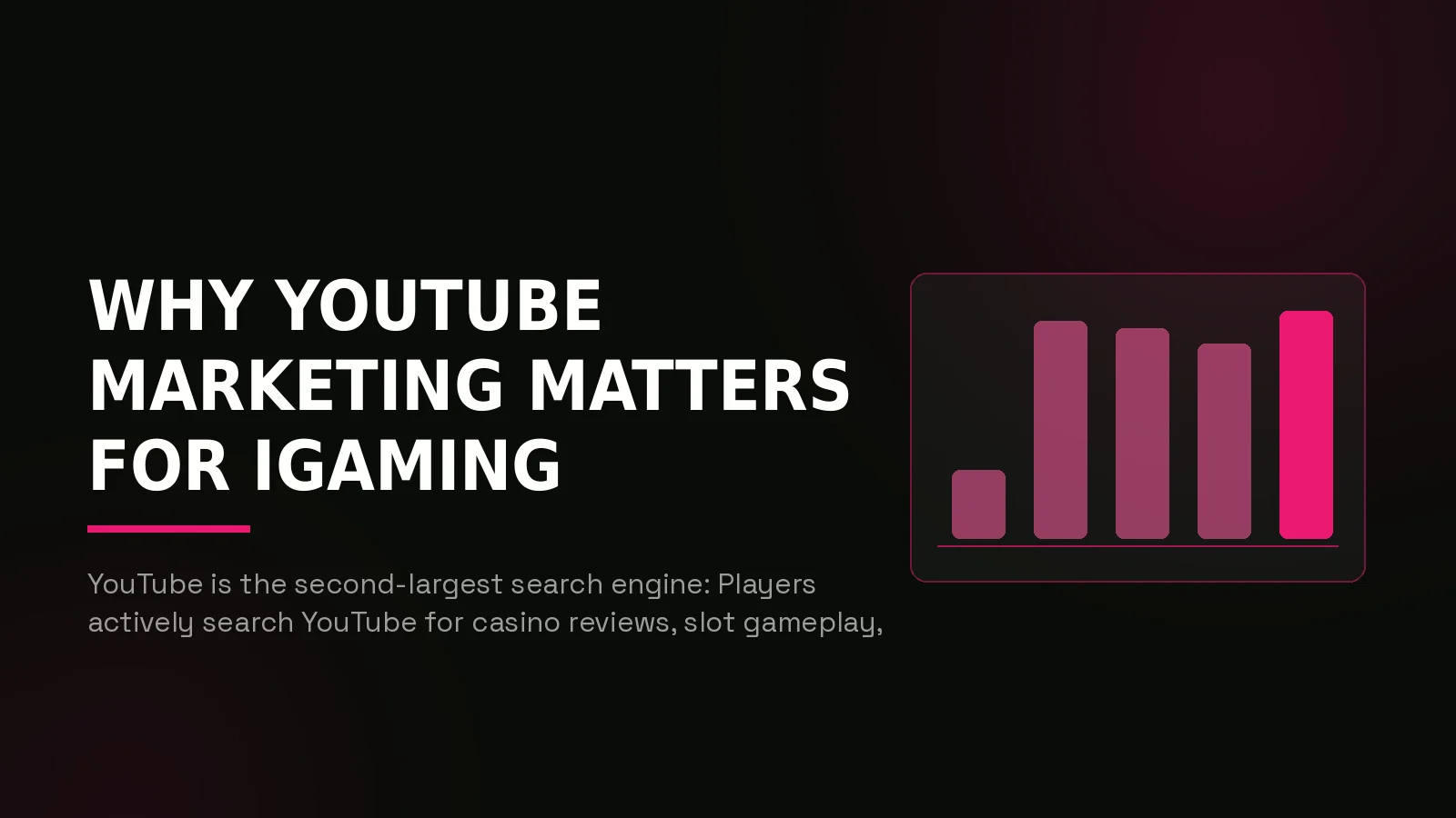igaming youtube marketing agency: why-us stat panel illustration