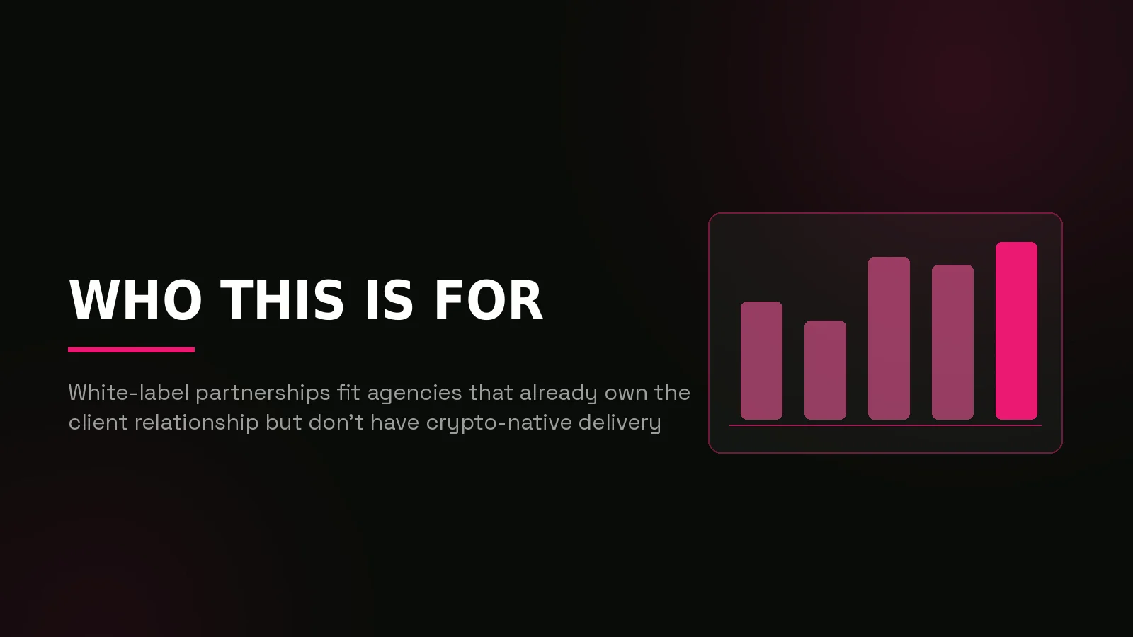 white label crypto marketing: why-us stat panel illustration