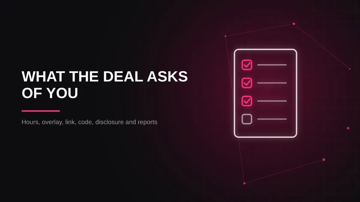 casino streamer jobs: deliverables checklist illustration