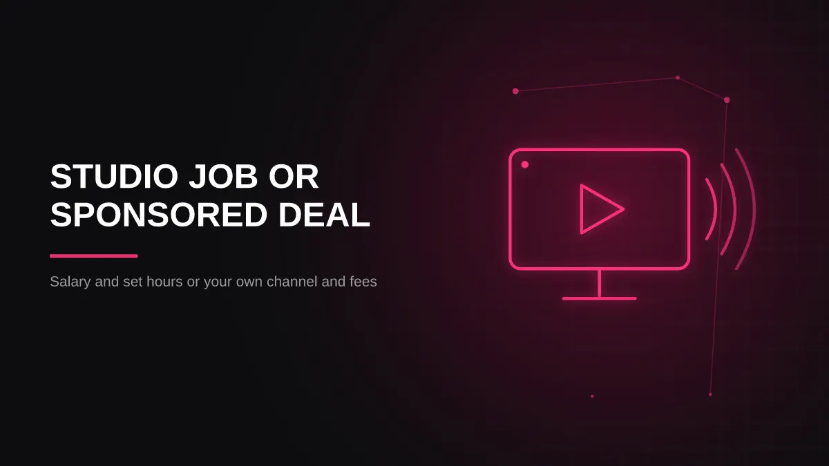 casino streamer jobs: studio role versus sponsored deal illustration