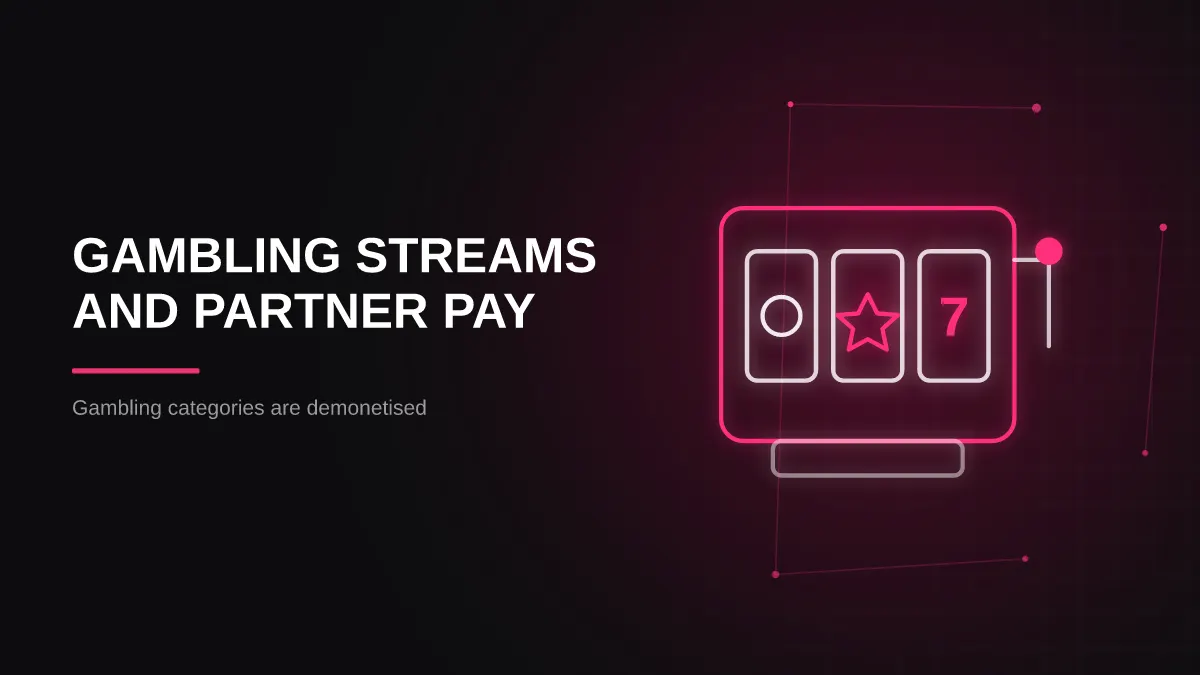 kick partner program requirements: gambling streams and partner pay illustration