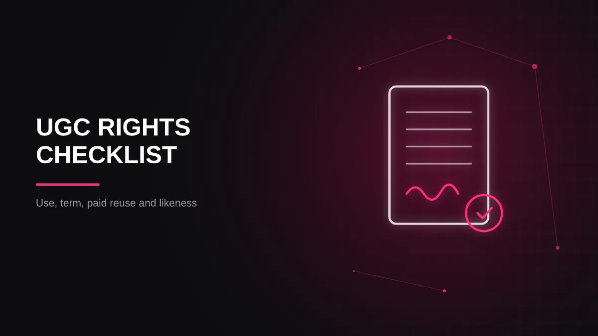 igaming ugc vs influencer marketing: content rights checklist panel illustration