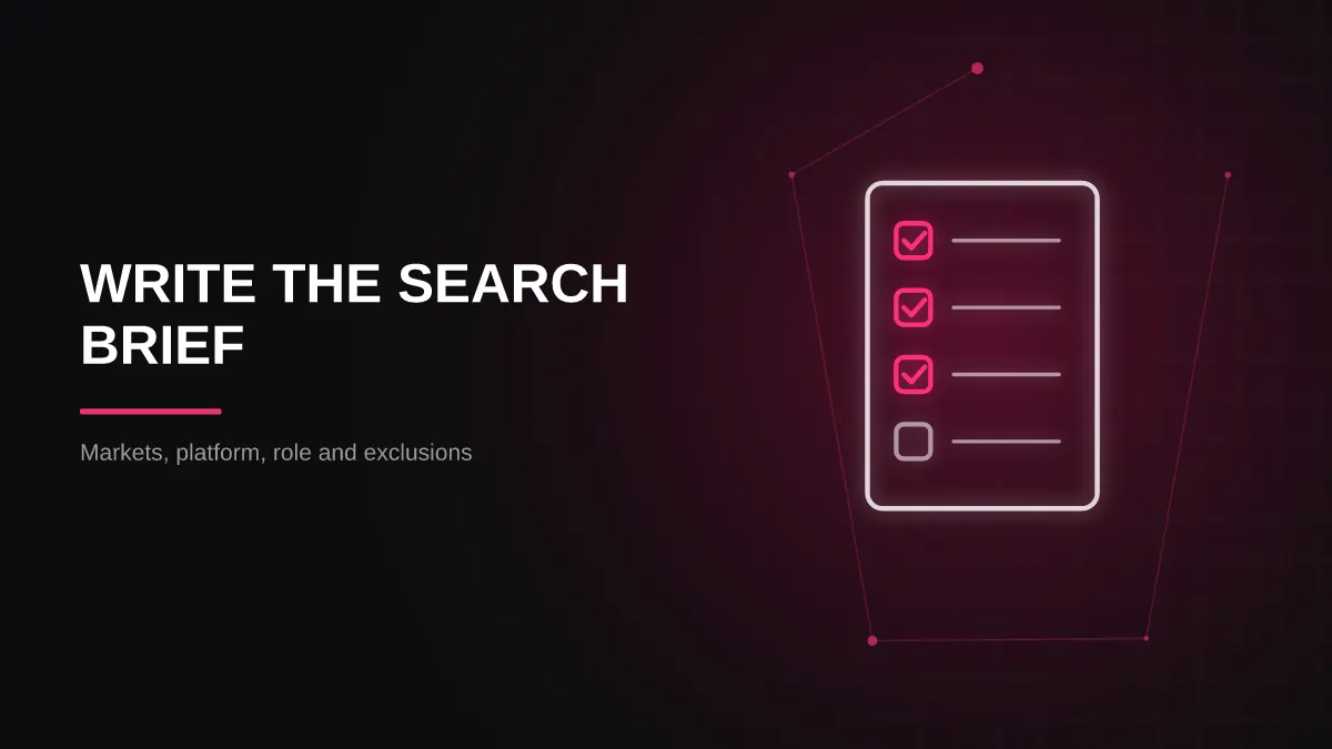 how to find casino influencers: search brief checklist illustration