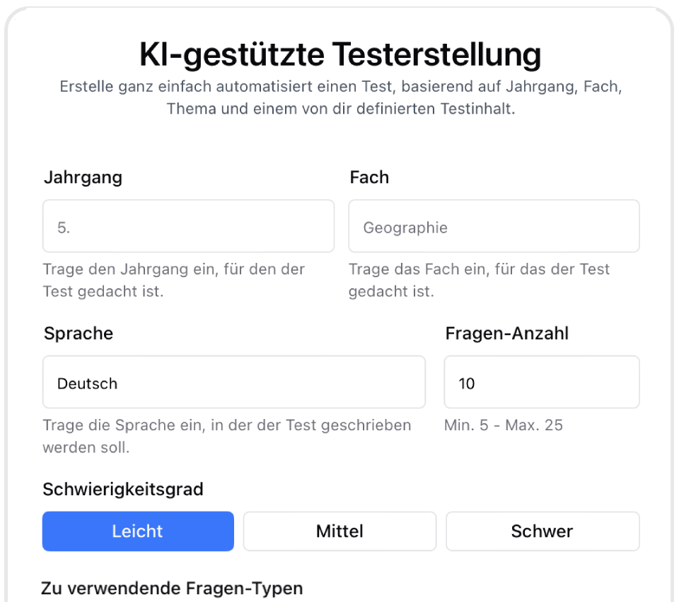 1. Material Scannen oder Leeren Test erstellen