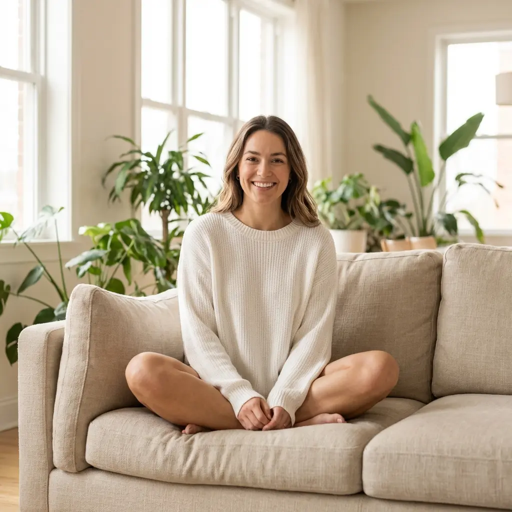 Fansly Creator entspannt zuhause mit professioneller Agentur Betreuung von Evole Studio