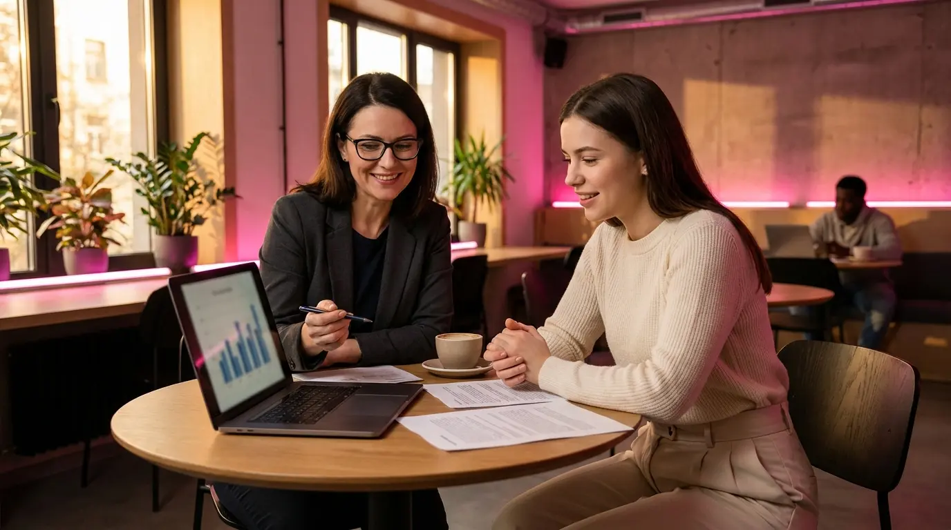 Steuerberatung für OnlyFans Creator – professionelles Beratungsgespräch mit Laptop und Steuerunterlagen