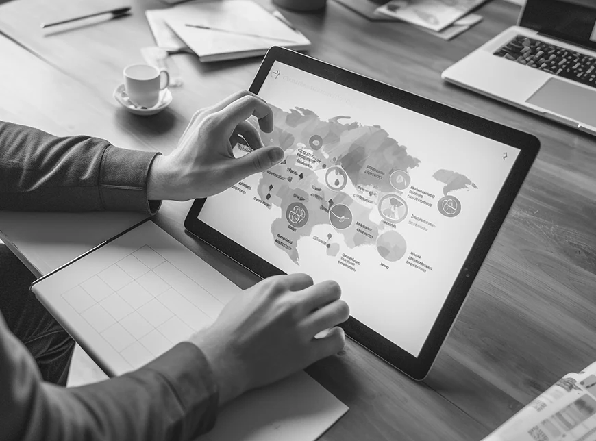 A conceptual image representing a portfolio of investment companies.
