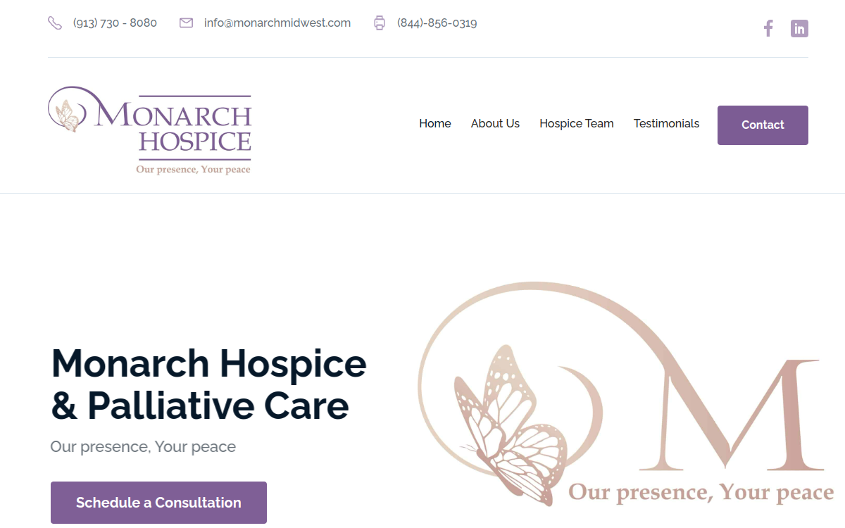 Monarch Hospice and Palliative Care website