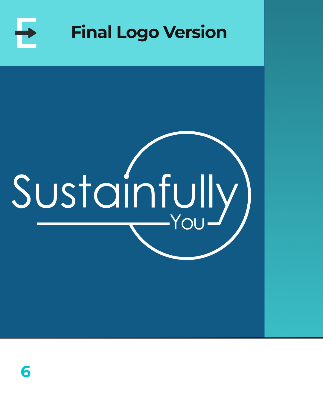 Final logo version for "Sustainfully You" in white text on a dark blue background, with a circular outline embracing "Sustainfully" and an underlined "You"