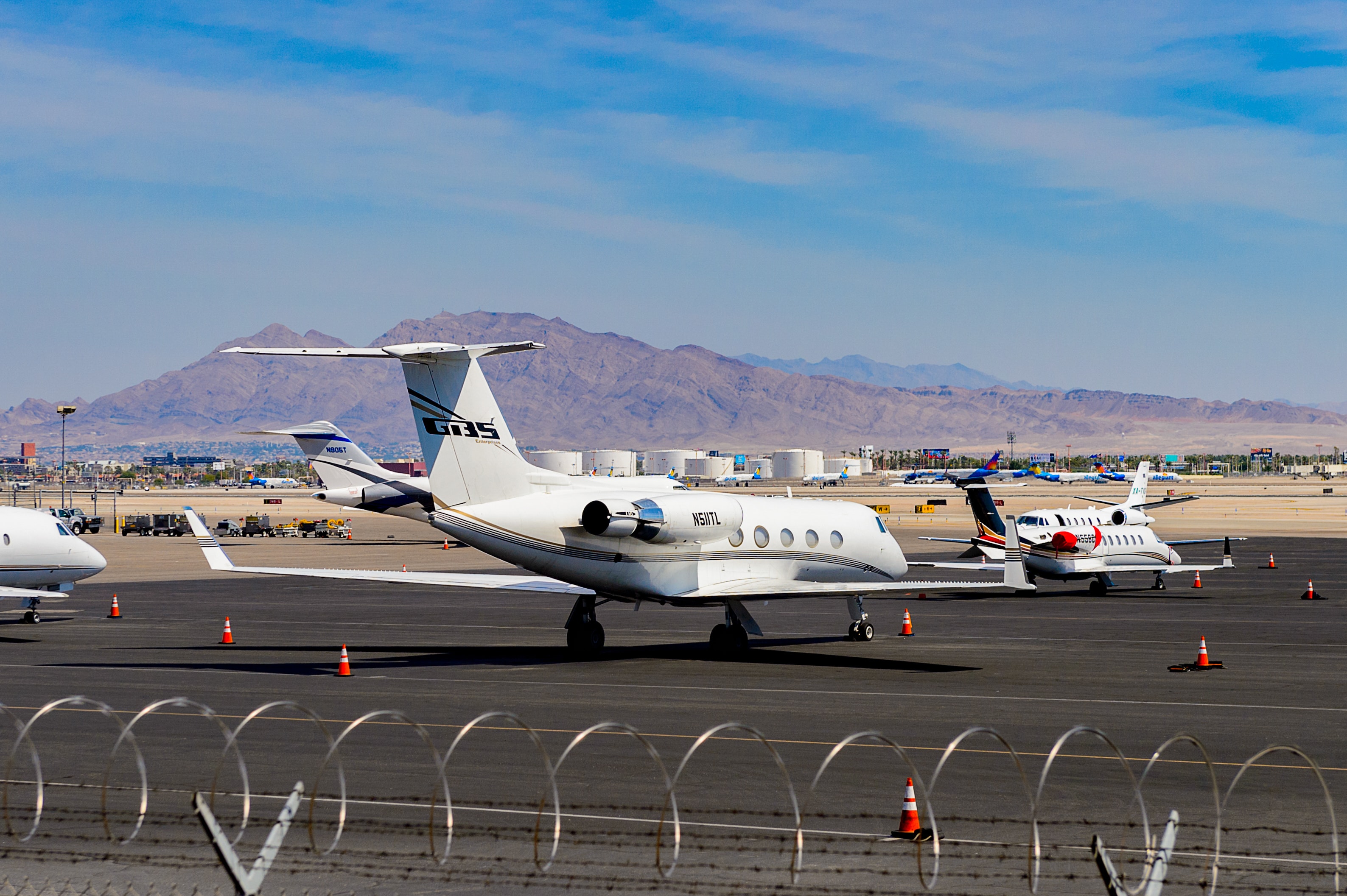 Small jet at the McCarran International Airport, Las Vegas Valley, U.S. state of Nevada