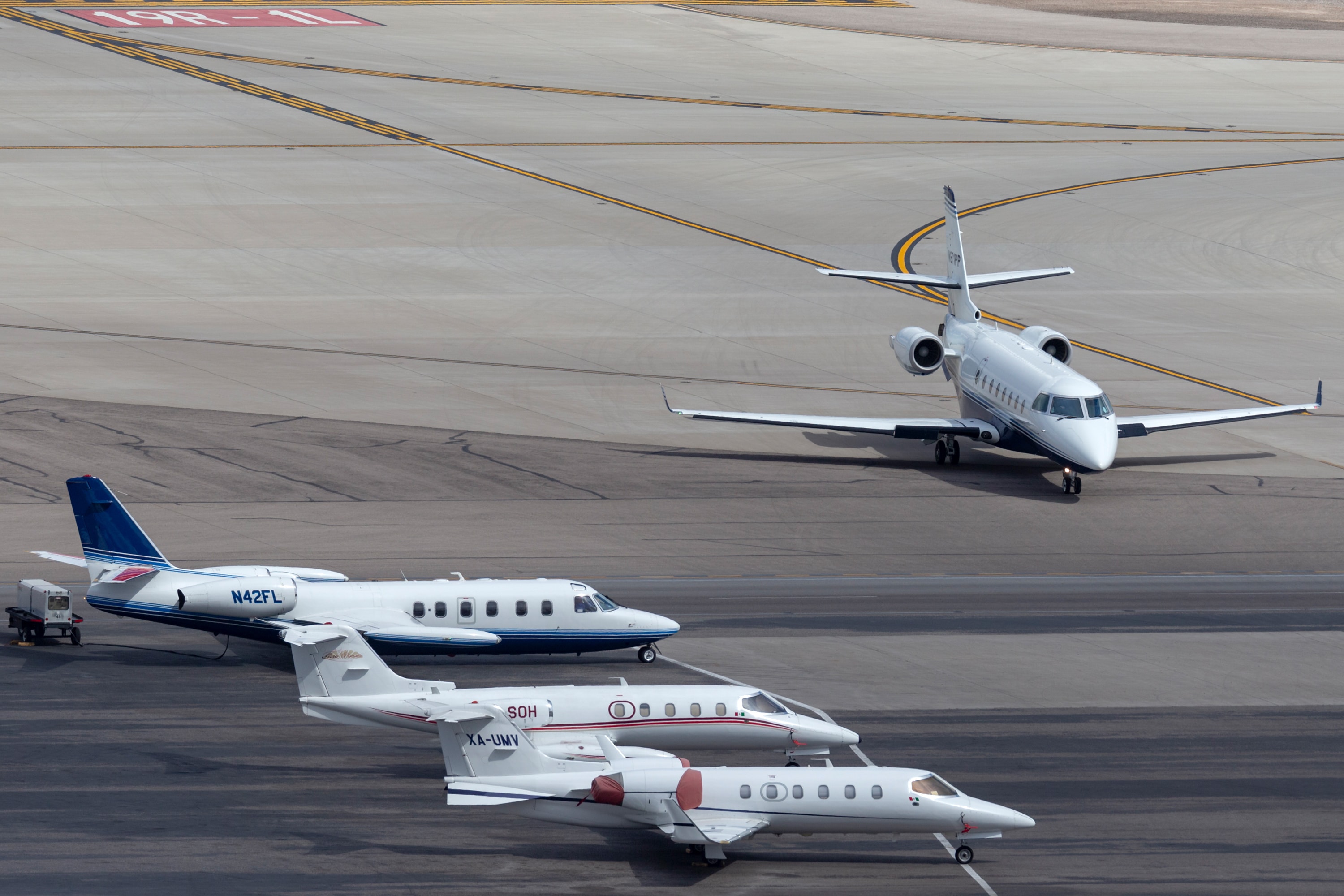 Overview of the private jet ramp at McCarran International Airport Las Vegas