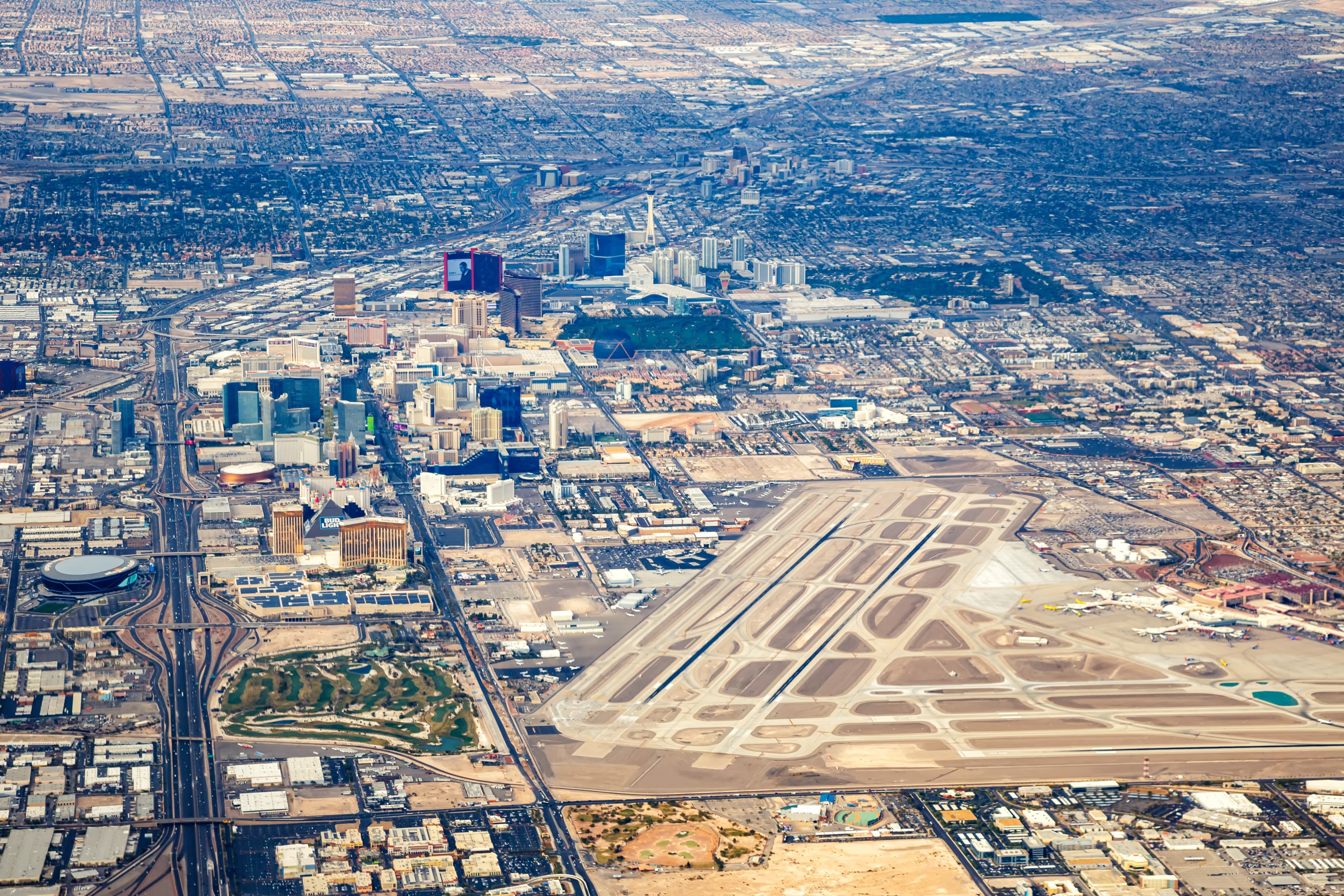 Aerial view photo of Las Vegas with airport in the United States