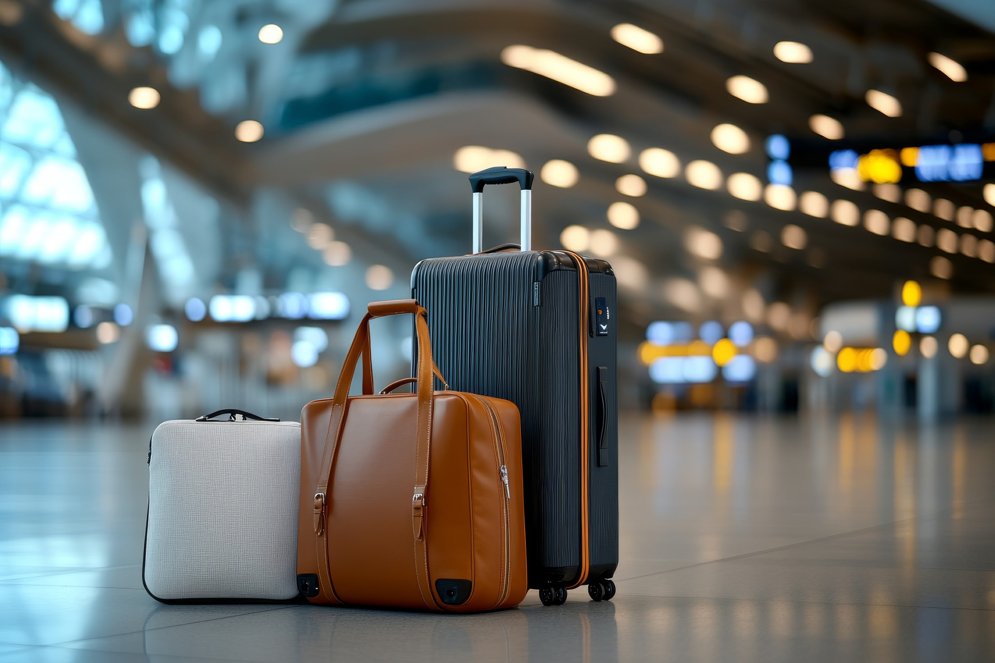 A luggage and bags in an airport