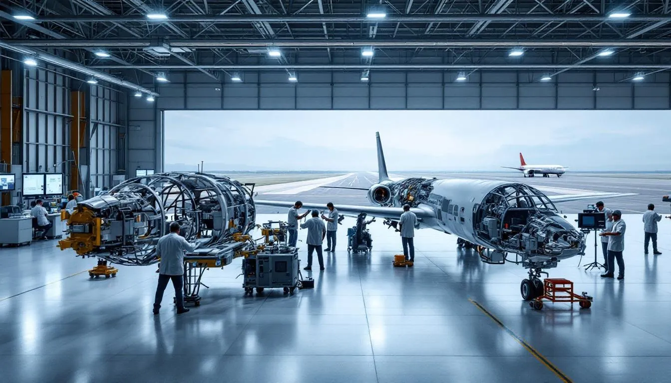 In the image depicting aircraft development and testing, various personal aircraft models, including light jets and single-engine planes, are showcased alongside advanced features like the Cirrus Airframe Parachute System and turbocharged engines. The setting emphasizes the importance of safety, fuel efficiency, and performance, essential for pilots and enthusiasts interested in cross-country flying and the latest innovations in general aviation.