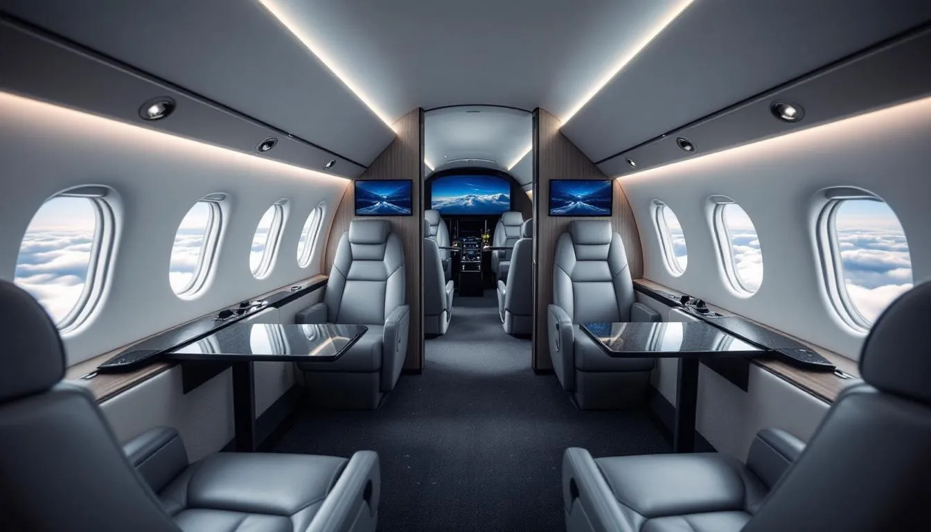 The image depicts a sleek private jet on the tarmac, symbolizing the world of private aviation and exceptional service. It highlights the diverse fleet available for private jet charter and management, showcasing the commitment to safety and quality that the company provides to its clients.