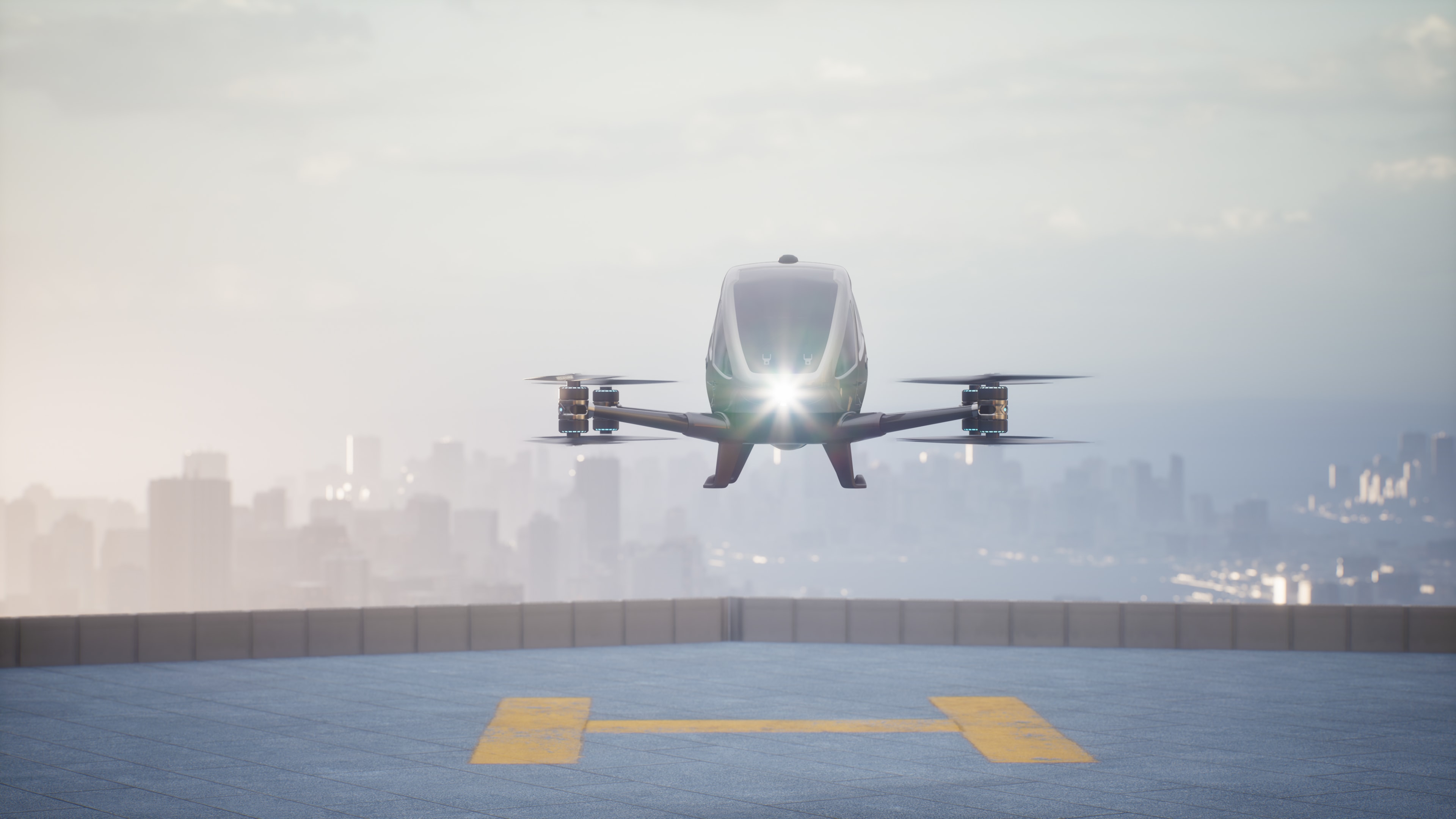    Autonomous driverless aerial vehicle fly across city, 3d render Downloaded  Save to Library  Preview Crop  Find Similar   File #:  499961381 Autonomous driverless aerial vehicle fly across city