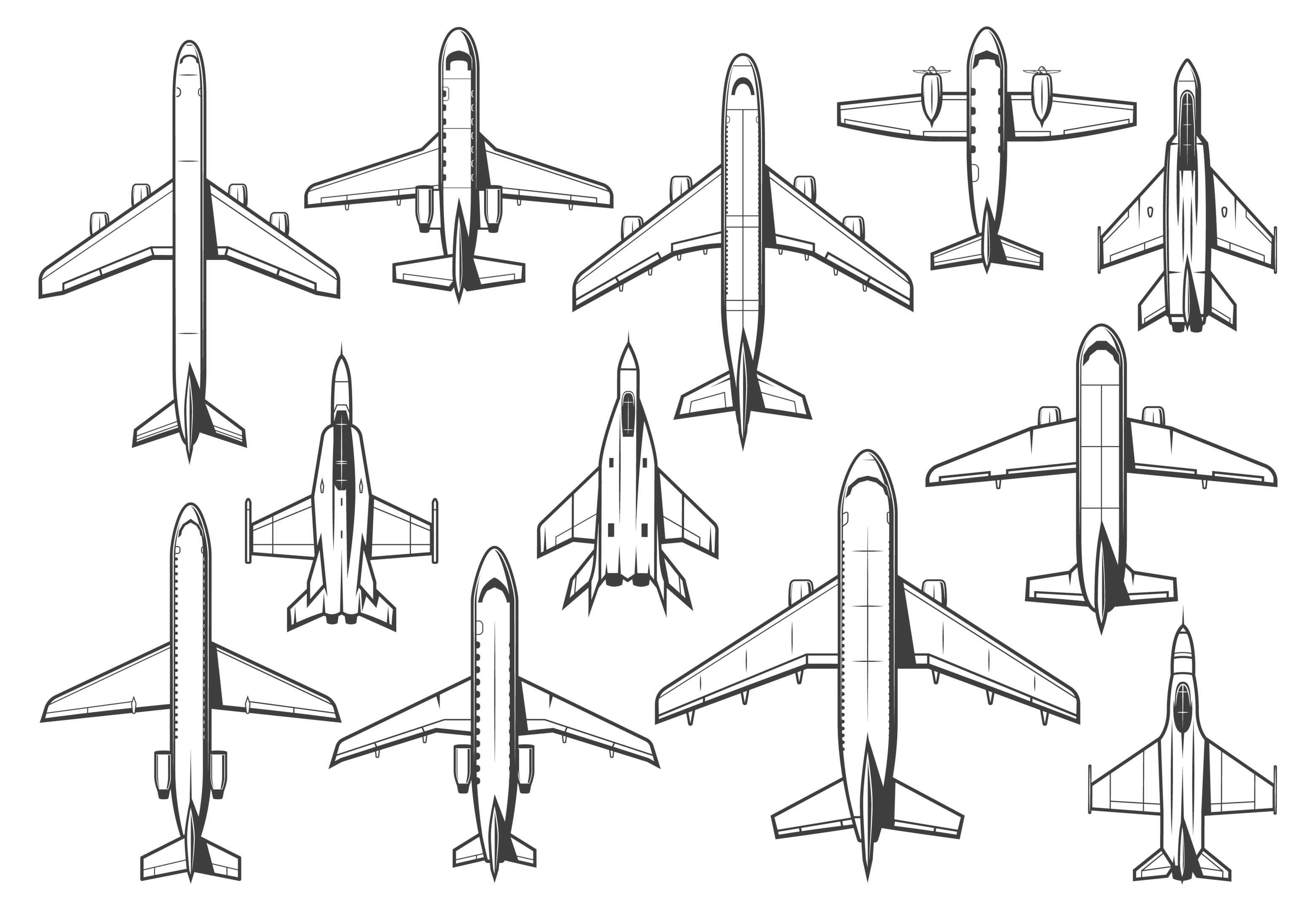 illustration of different types of aircraft