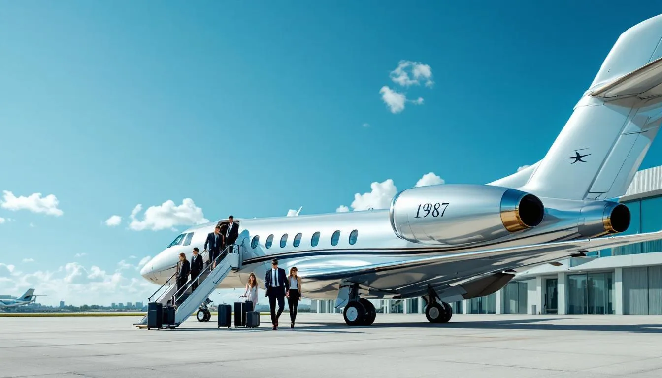 A luxury private jet is taking off from Miami, heading to Puerto Rico, specifically to San Juan's Luis Munoz Marin International Airport. The image captures the sleek design of the private jet, symbolizing personalized service and comfort for travelers seeking direct flights to the vibrant culture and stunning beaches of the Caribbean.