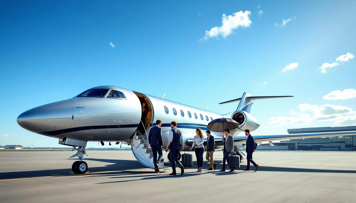 A luxurious private jet is preparing for departure to Puerto Vallarta, Mexico, showcasing the convenience of private jet charters for travelers seeking to visit this beautiful coastal city. The image captures the sleek design of the private aircraft, emphasizing the comfort and exclusivity of private flight experiences.